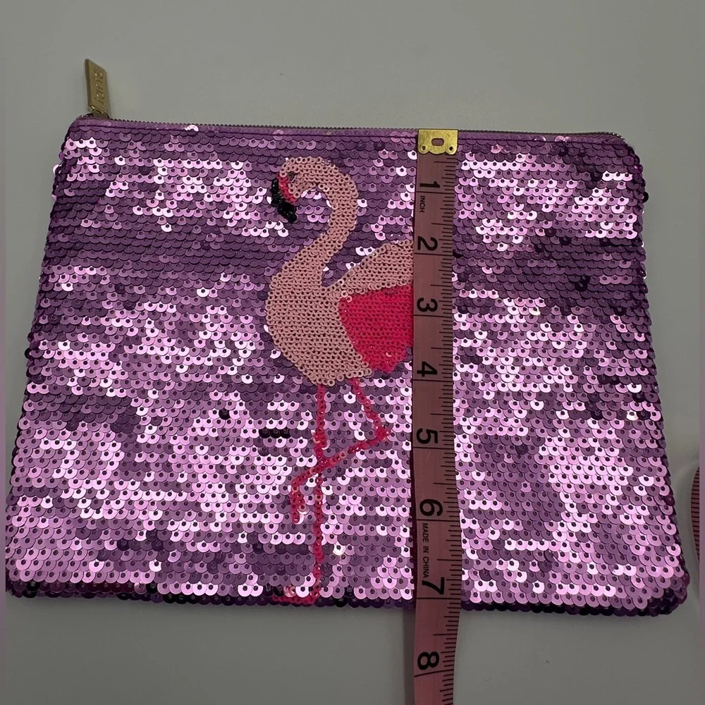 Pink and Lavender Tarte Flamingo Sequin Makeup Bag & New Flamingo Knee Hi Socks